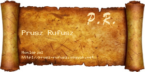 Prusz Rufusz névjegykártya